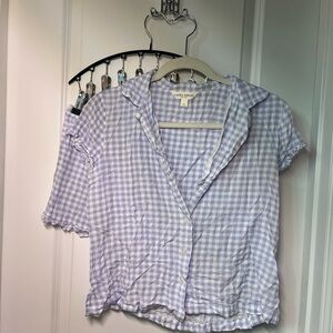 Laura Ashley Light Blue Gingham Top And Shorts Pajama Set